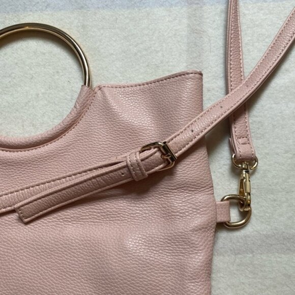 Blush Pink Faux Leather Ring Handle Crossbody Purse With Matching Pouch - Picture 9 of 15